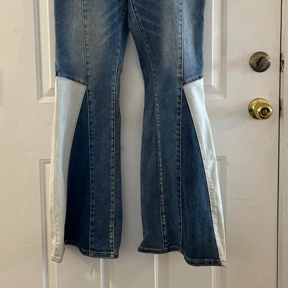 Alter'd State Blue/White Stretch Flare Wide-Leg High-Rise Festival Jeans Sz 30 - Picture 2 of 10